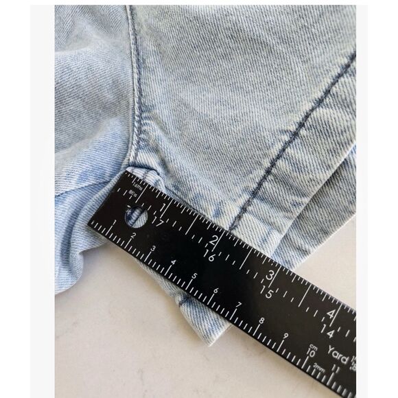 Zara womens pull-on denim relaxed jogger shorts elastic waist sz Large Light Blu - Picture 5 of 6